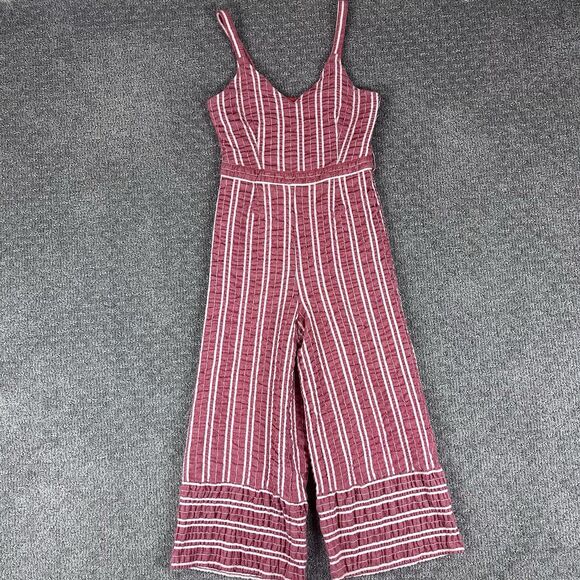 Anthropologie Ett Twa Jumpsuit Womens Small Robin Crop Wide Leg Striped Boho Red - Picture 1 of 15